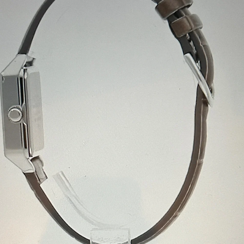 Women’s Casio Silver Case Watch with Dark Brown Strap